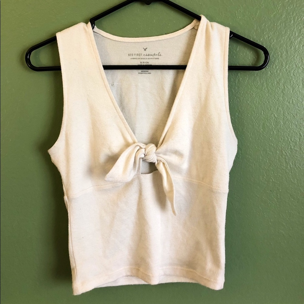 White Front Tie Tank